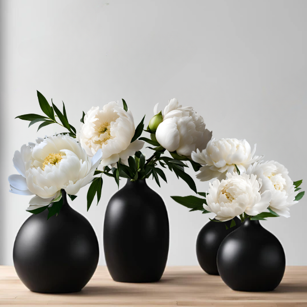 FF410 - FRESH FLOWERS + BLACK CERAMIC BUD VASE SERIES