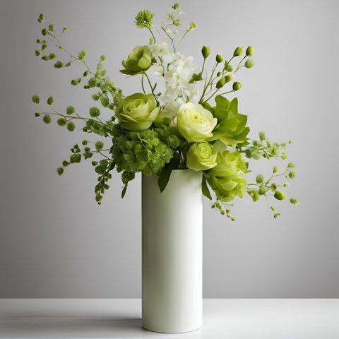 FRESH FLOWERS + WHITE 3D PRINTED TALL VASE