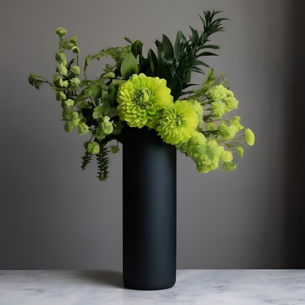 FRESH FLOWERS + BLACK 3D PRINTED TALL VASE