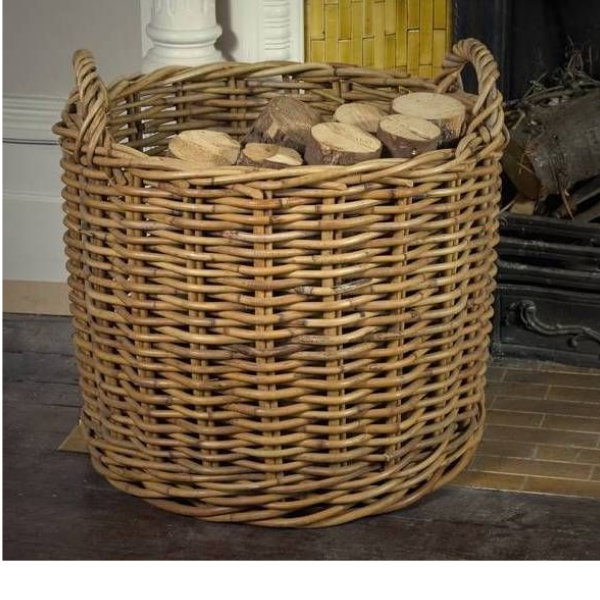 ROUND RATTAN LOG BASKET